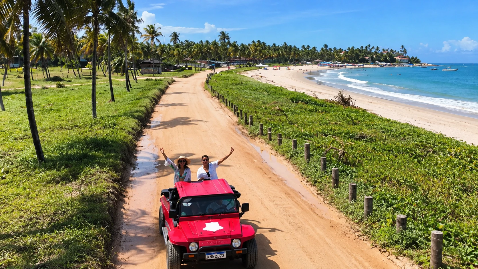 Passeio de buggy visto por drone