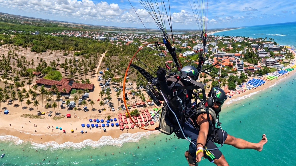 Voo de paramotor sobre Porto de Galinhas